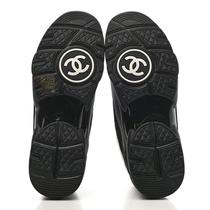 Chanel Mesh Suede Grained Calfskin Womens CC Sneakers 40.5 Black White 5 of 8