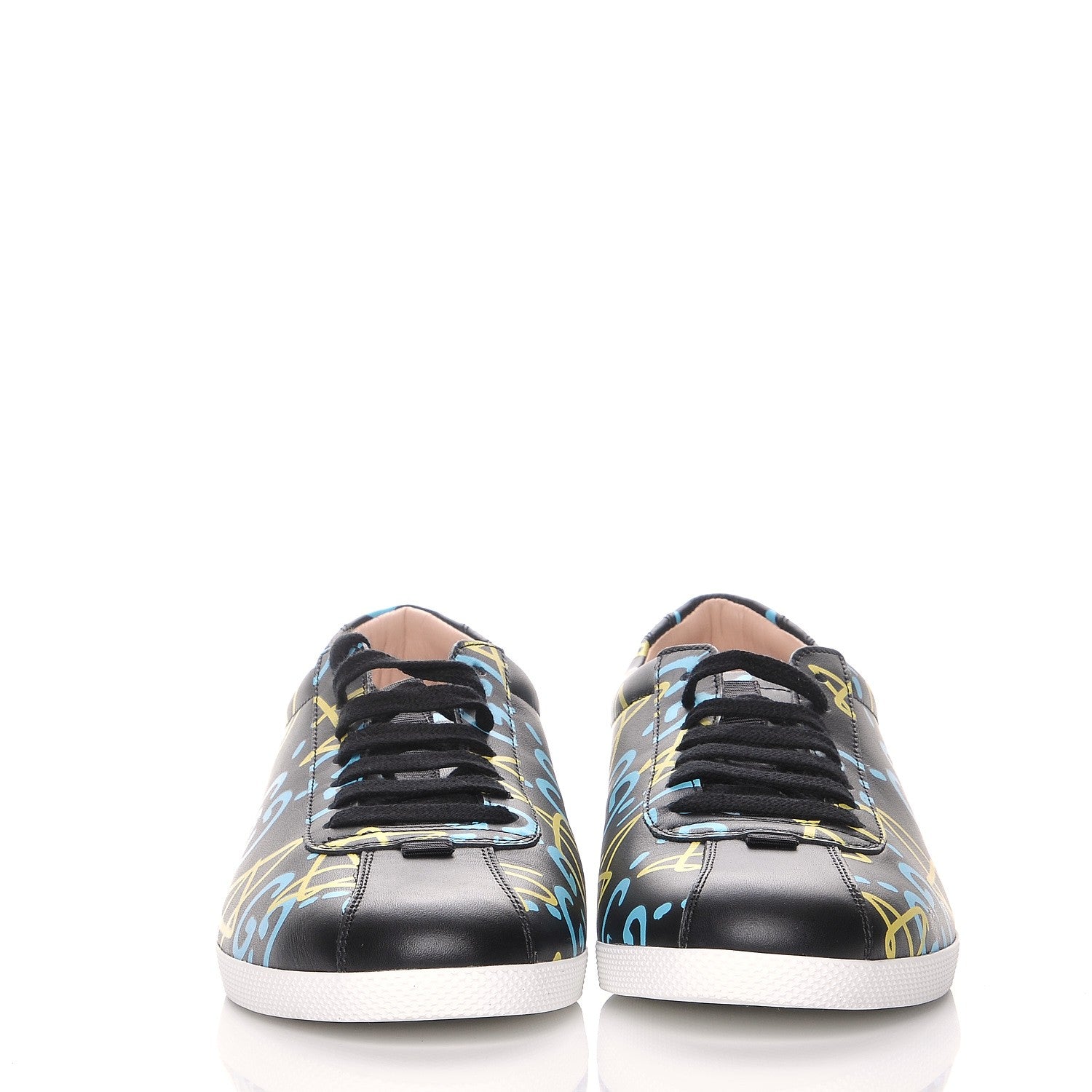 Gucci Calfskin GucciGhost Print Low Top Sneakers 41 Black New Acquamarine 2 of 8