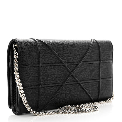 Christian Dior Grained Calfskin Diorama Wallet on Chain Pouch Black 3 of 10