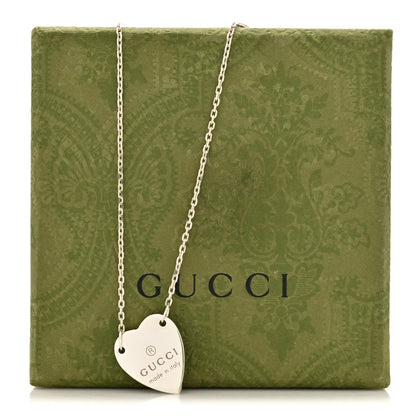Gucci Sterling Silver Trademark Heart Pendant Necklace 6 of 6