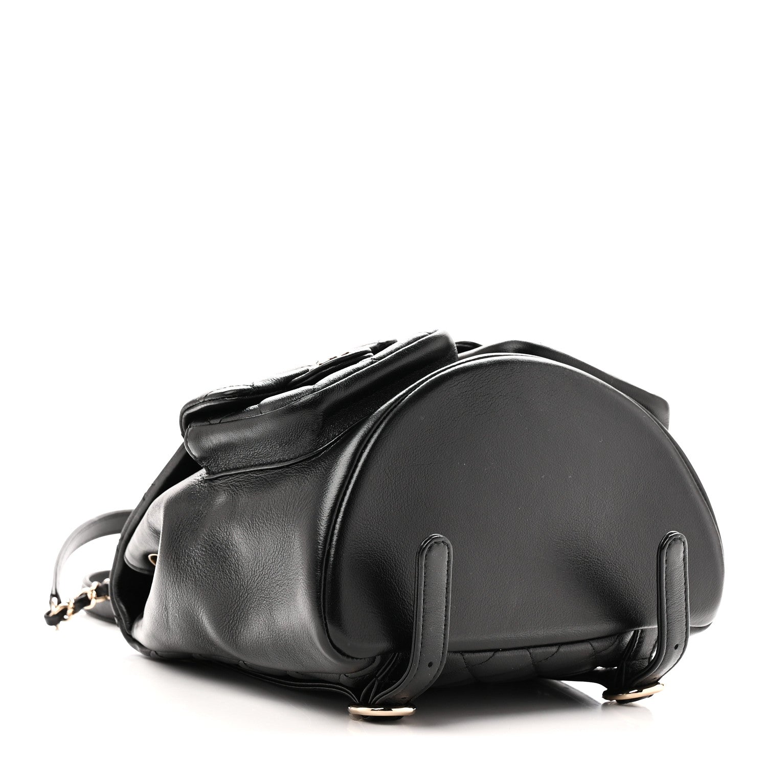 Chanel Calfskin Quilted Medium Duma Pockets Drawstring Backpack Black 4 of 10