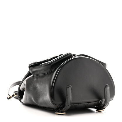 Chanel Calfskin Quilted Medium Duma Pockets Drawstring Backpack Black 4 of 10