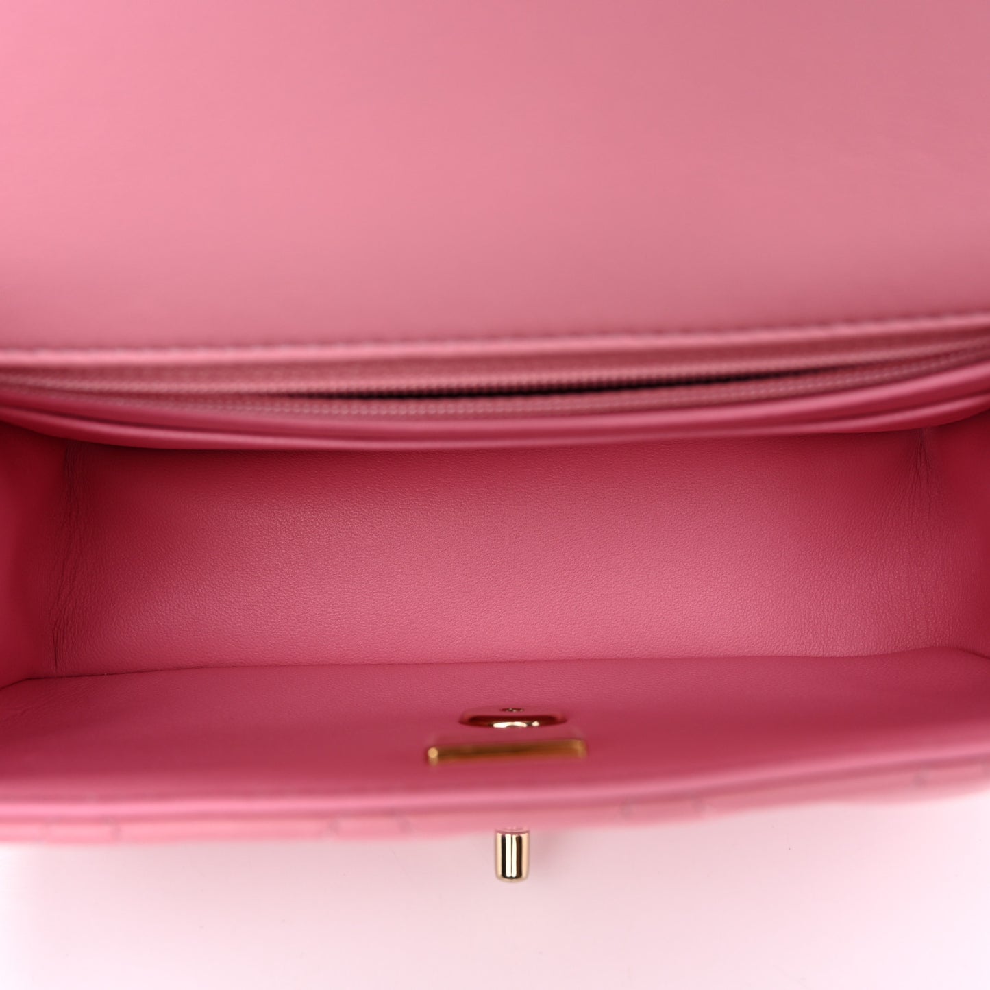 Lambskin Quilted Mini Top Handle Rectangular Flap Pink