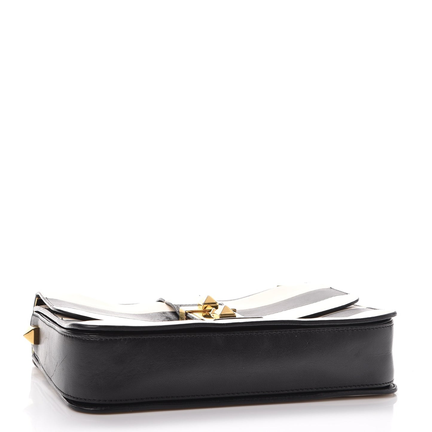 Nappa Striped B-Rockstud Flap Black Light Ivory