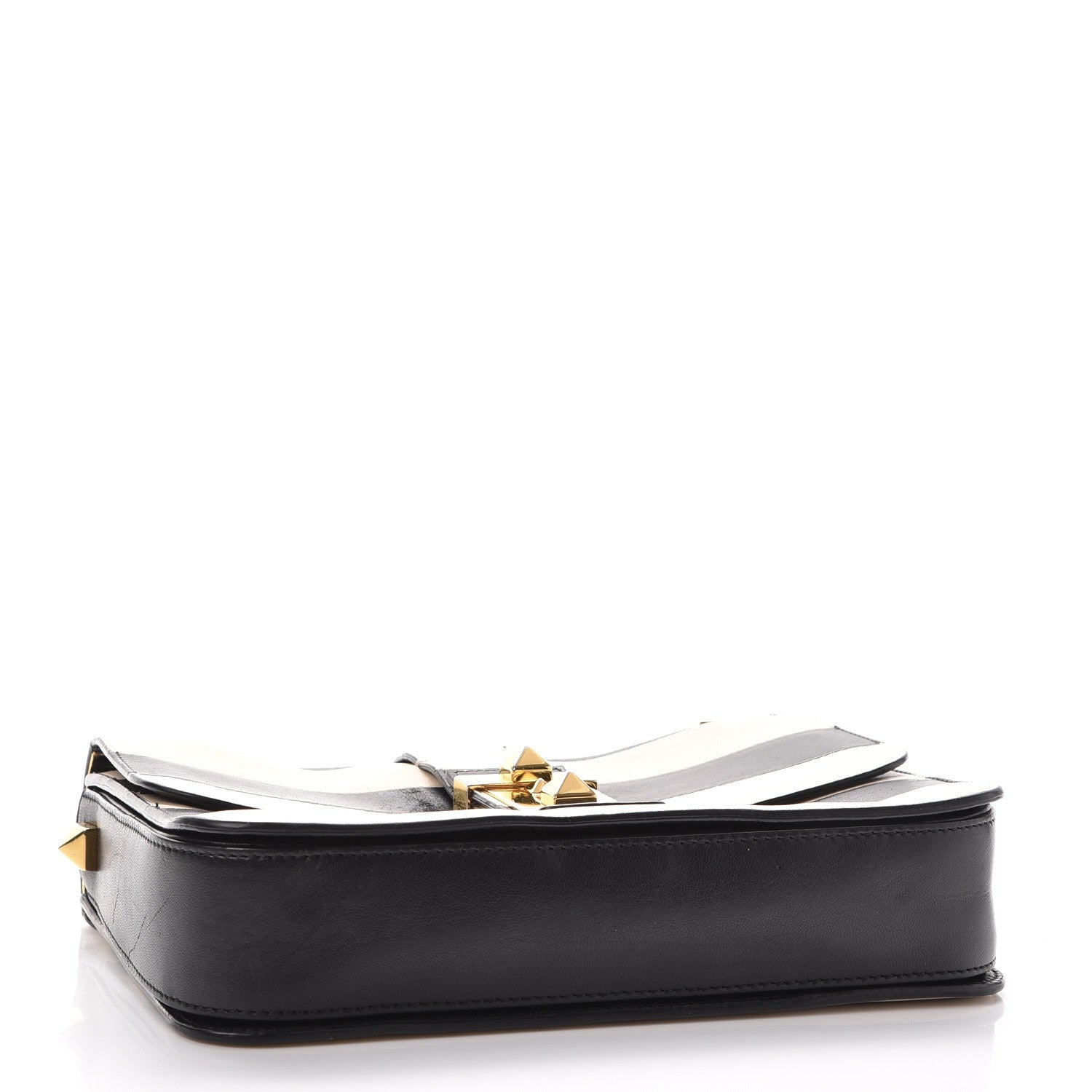 Valentino Garavani Nappa Striped B-Rockstud Flap Black Light Ivory 5 of 12