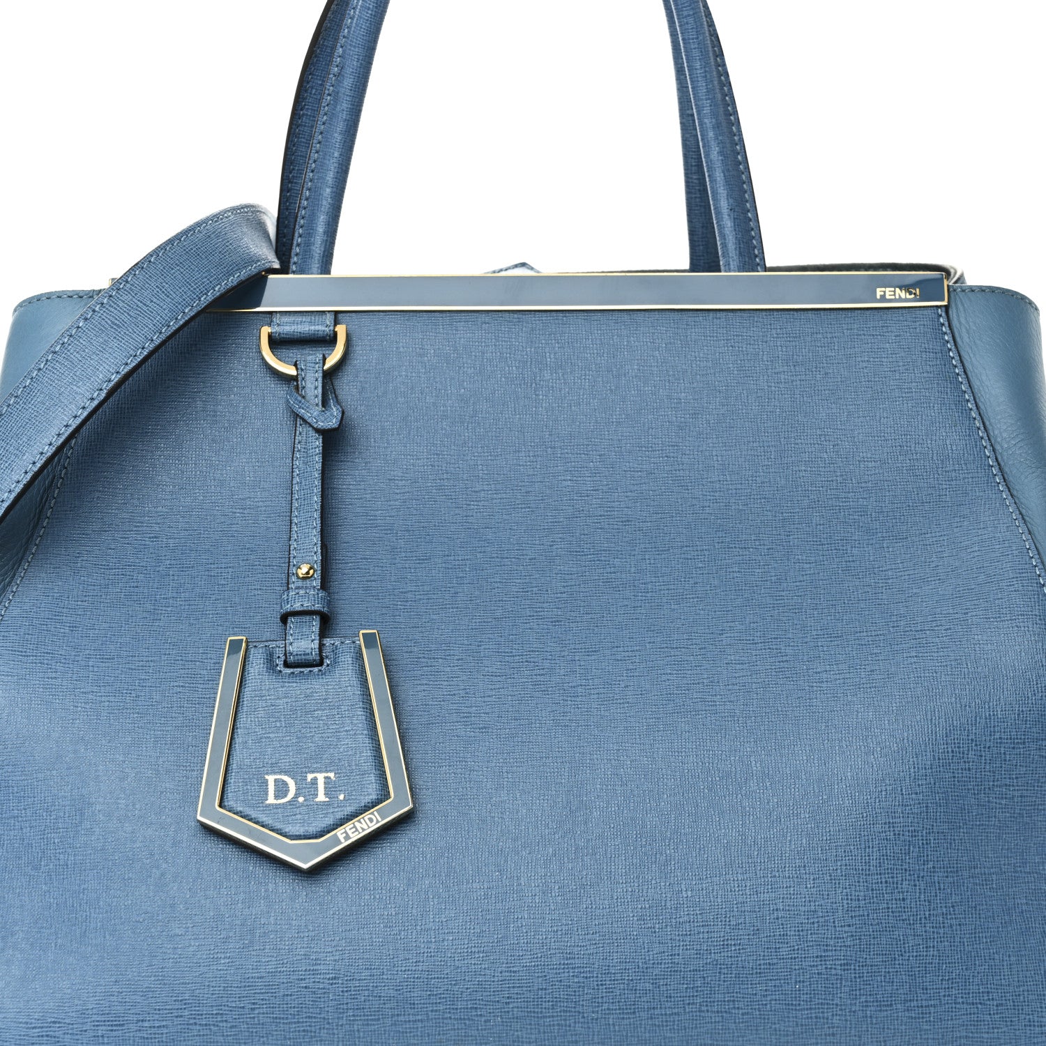 Fendi Vitello Elite Regular 2Jours Tote Blue Cobalto 9 of 11
