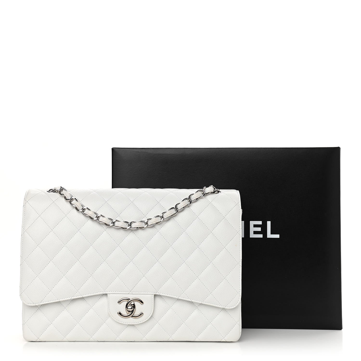 Chanel Caviar Quilted Maxi Double Flap White 17 of 17