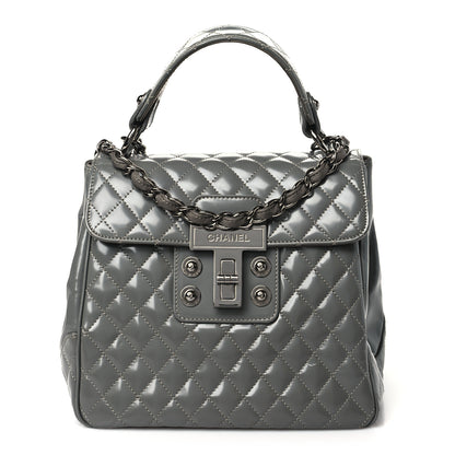 Chanel Glazed Calfskin Small Mademoiselle Lock Kelly Flap Bag Grey 1 of 10