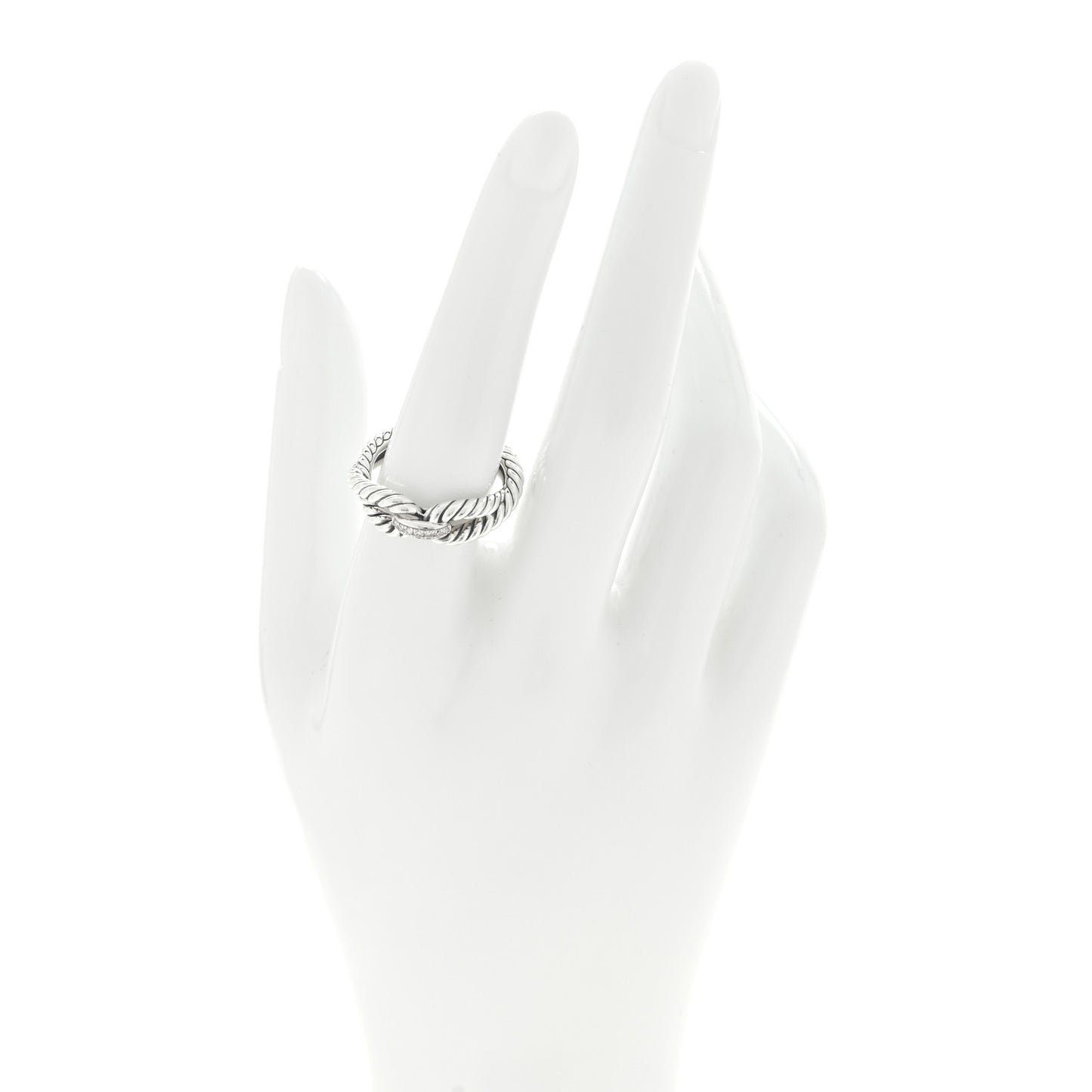 Sterling Silver Diamond Cable Loop Band Ring 56 7.5