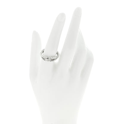 David Yurman Sterling Silver Diamond Cable Loop Band Ring 56 7.5 2 of 4