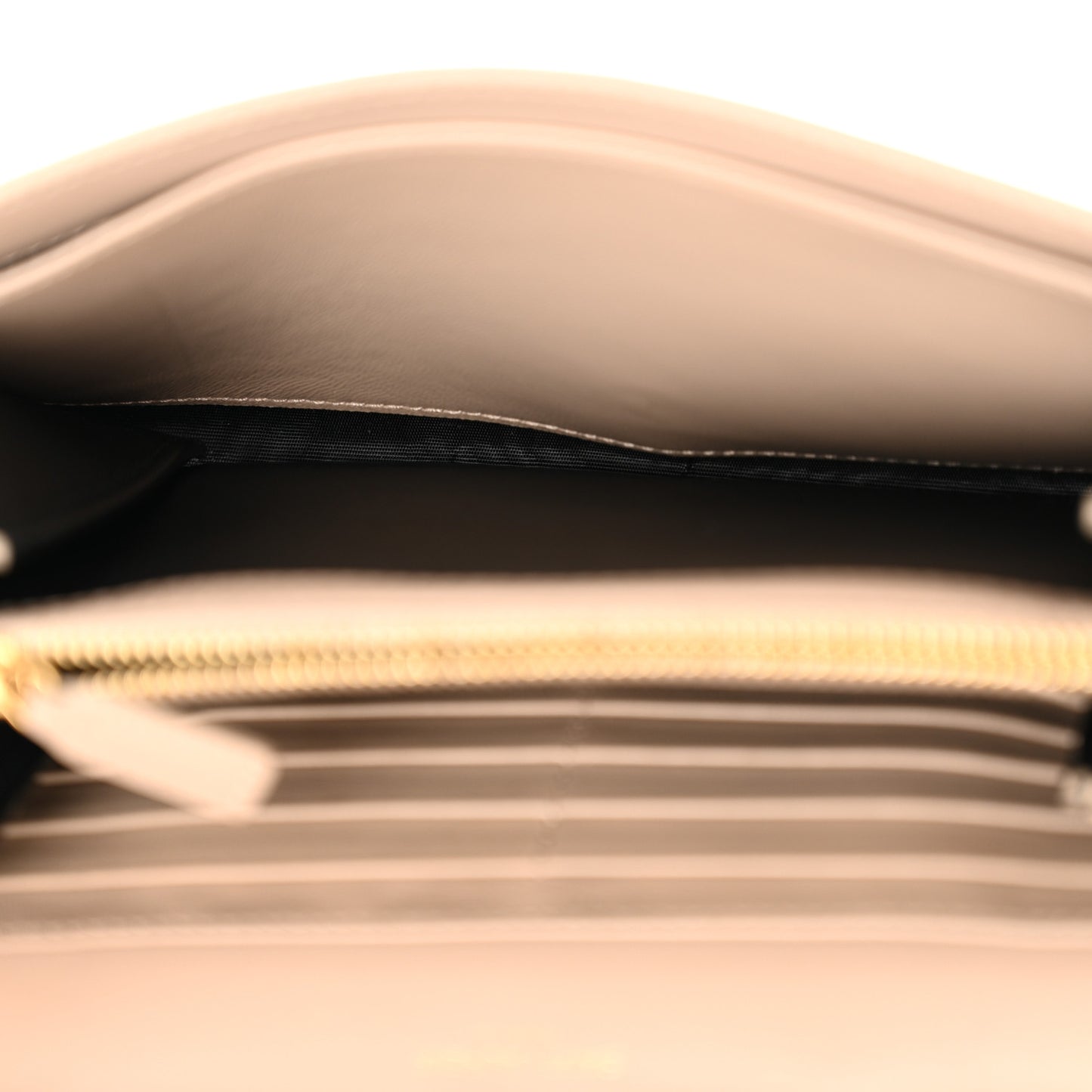Glossy Calfskin Monogram Chain Wallet Dark Beige