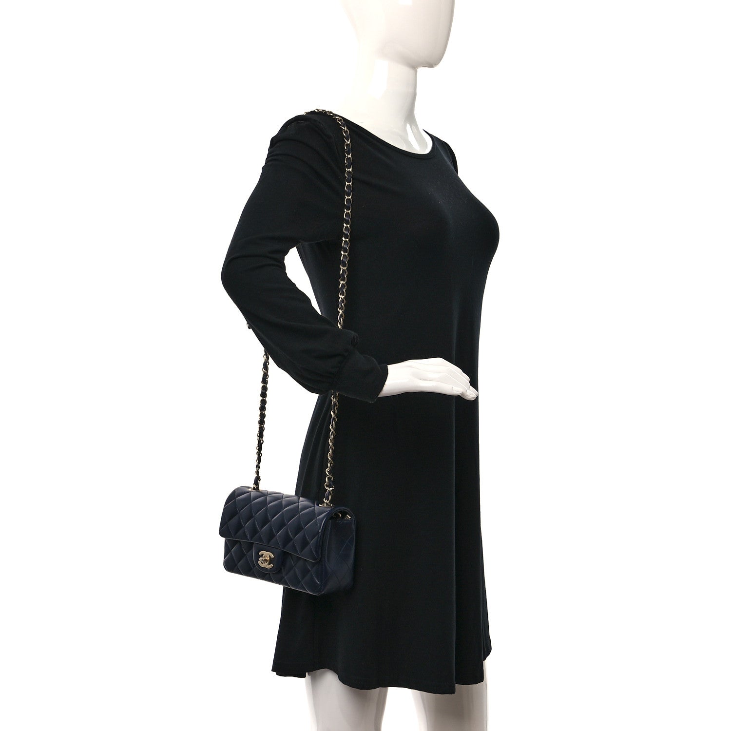 Chanel Lambskin Quilted Mini Rectangular Flap Navy 3 of 10