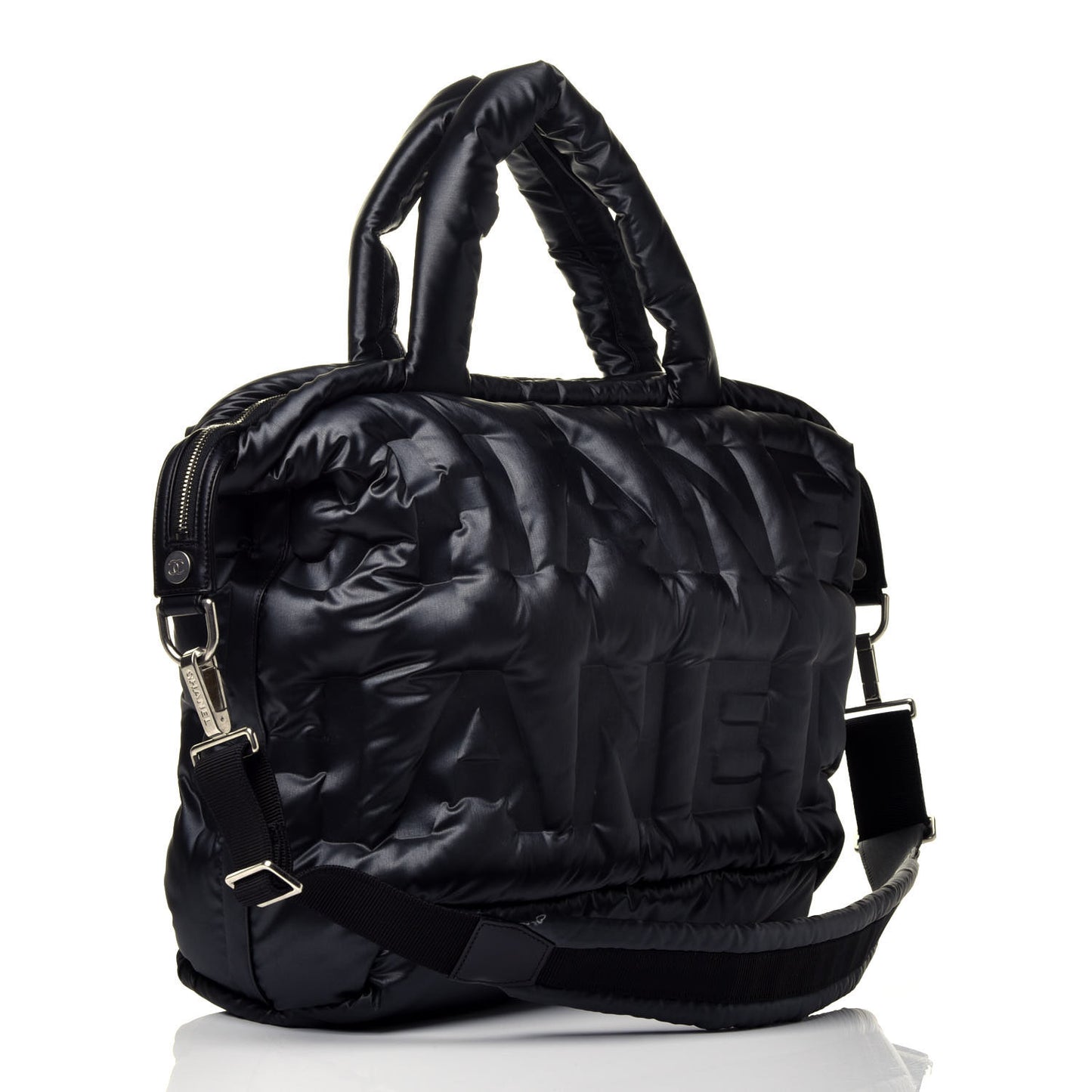 Nylon Embossed Doudoune Bowling Bag Black