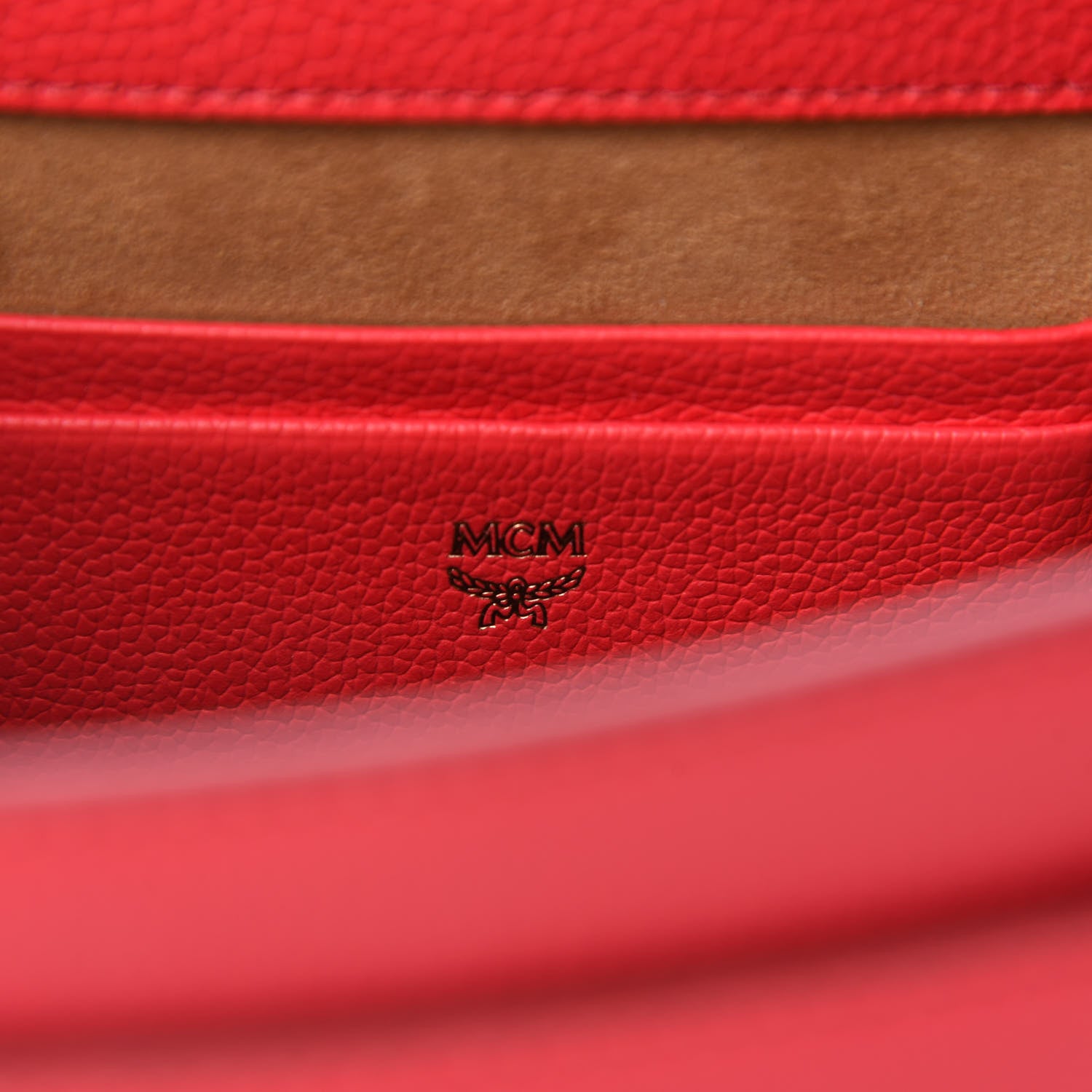 MCM Grained Calfskin Small Patricia Studded Crossbody Bag Chinese Red 8 of 10