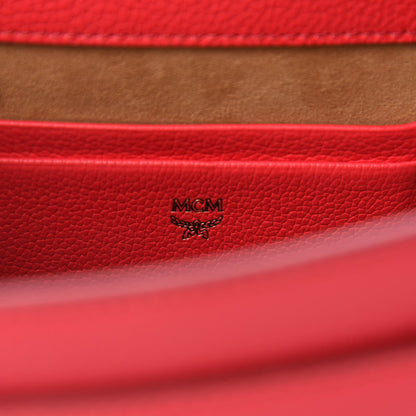 MCM Grained Calfskin Small Patricia Studded Crossbody Bag Chinese Red 8 of 10