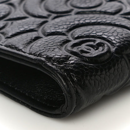 Chanel Caviar Camellia Embossed Key Holder Case Black 9 of 11