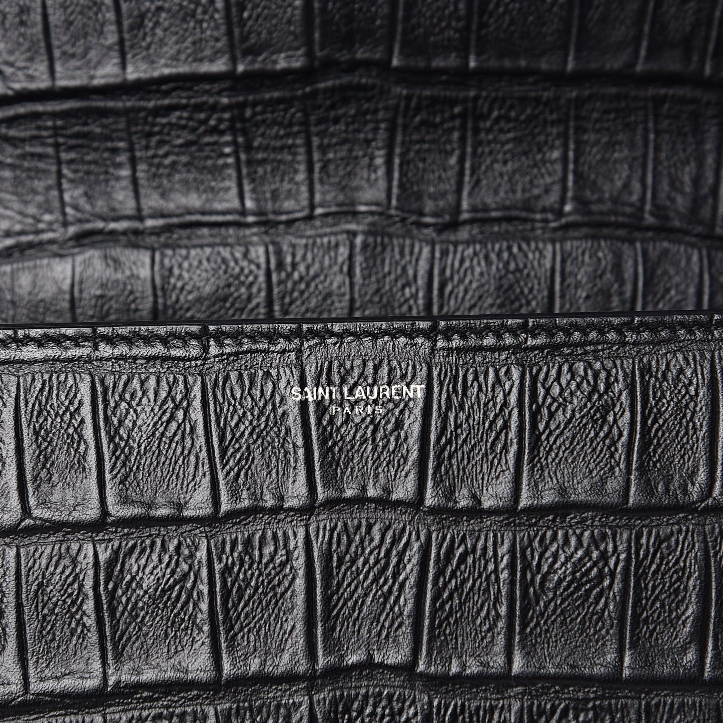 Calfskin Crocodile Embossed Medium Betty Black
