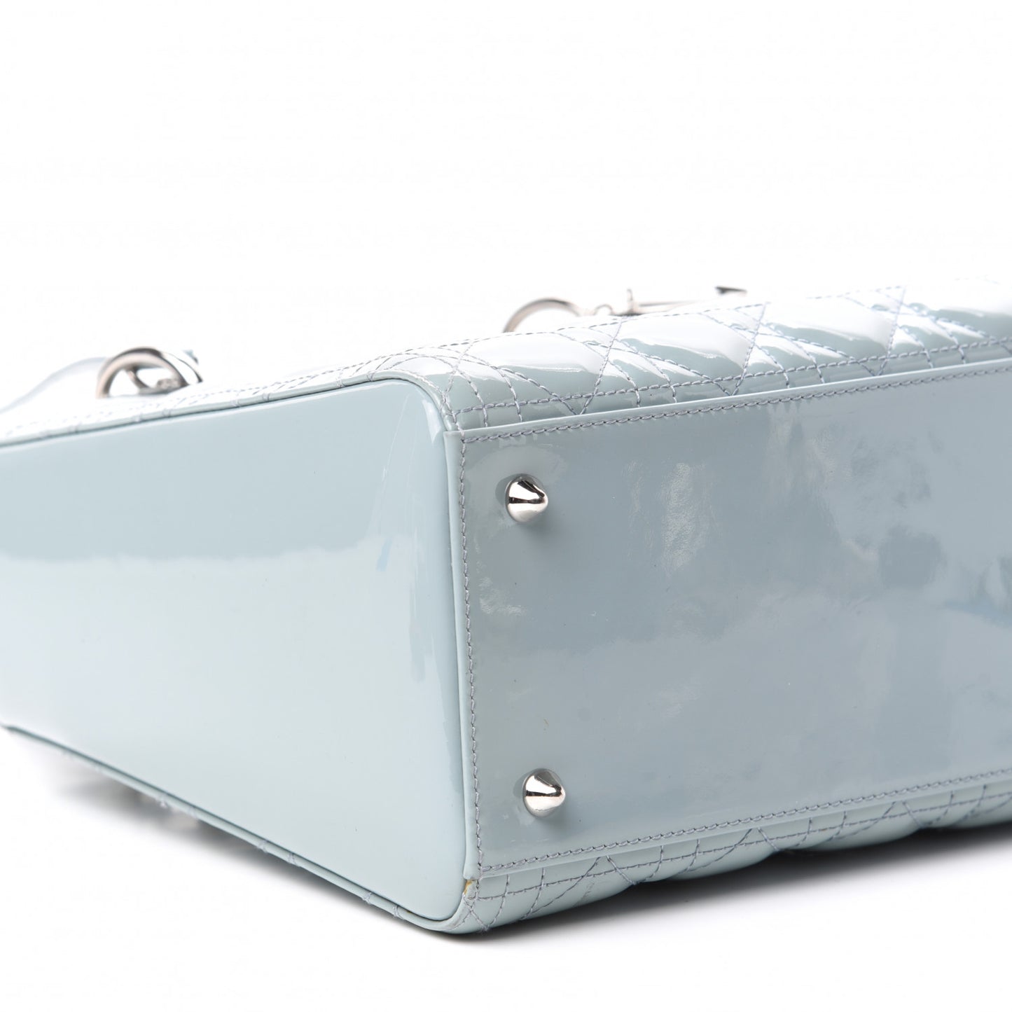 Patent Cannage Medium Lady Dior Light Blue