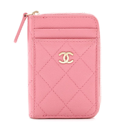 Chanel Caviar Quilted Zip Card Holder Pink 1 of 8