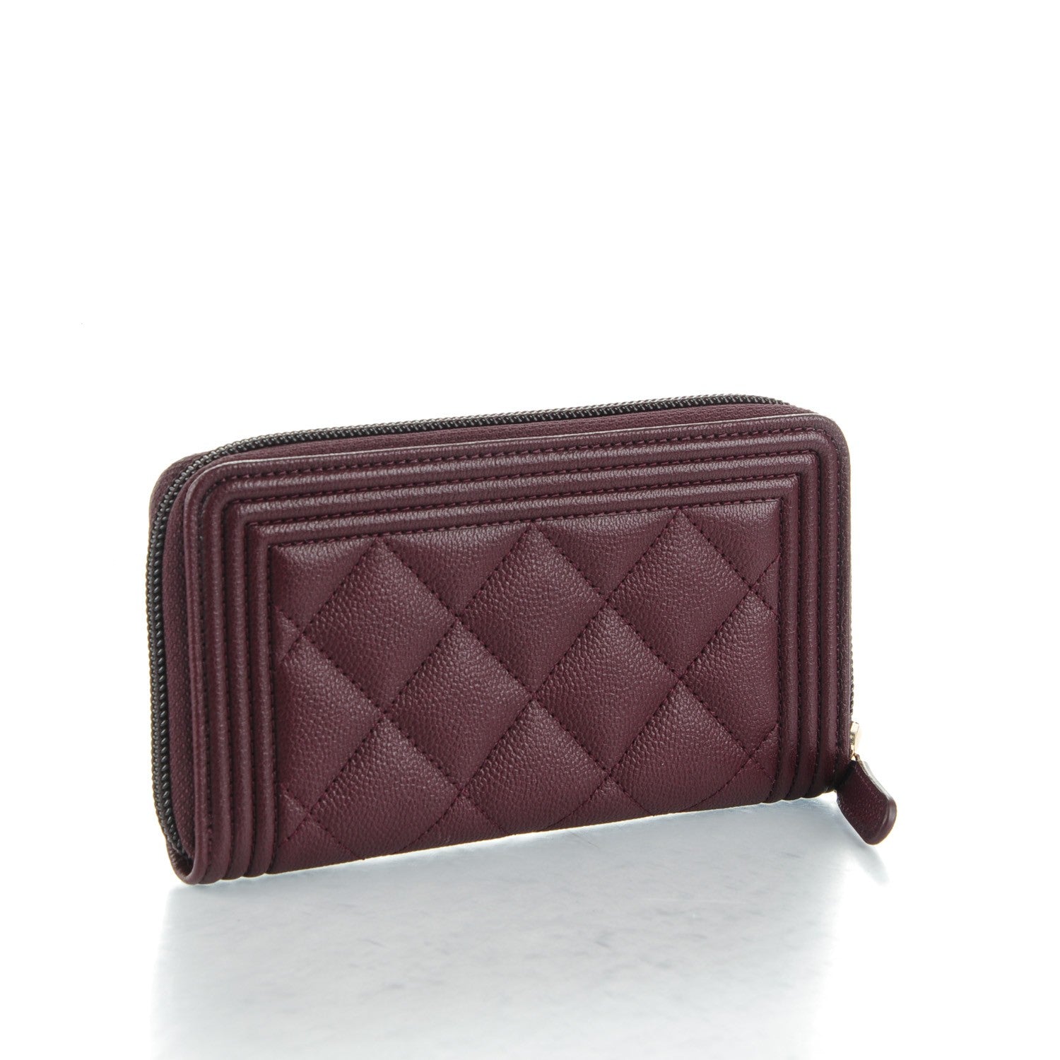 Chanel Caviar Quilted Boy Small Zip Around Wallet Dark Purple 3 of 8