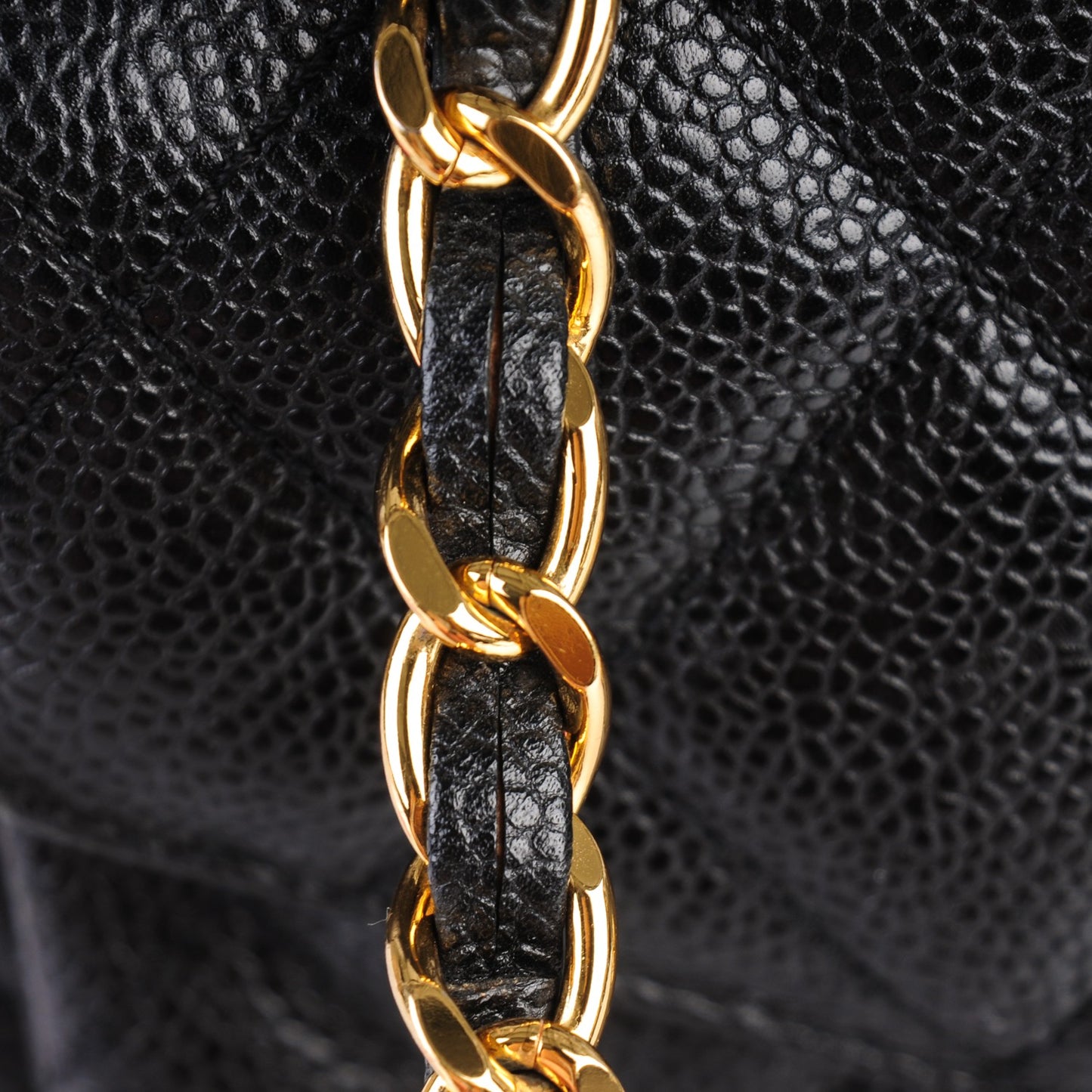 Caviar Quilted Flap Shoulder Bag Black