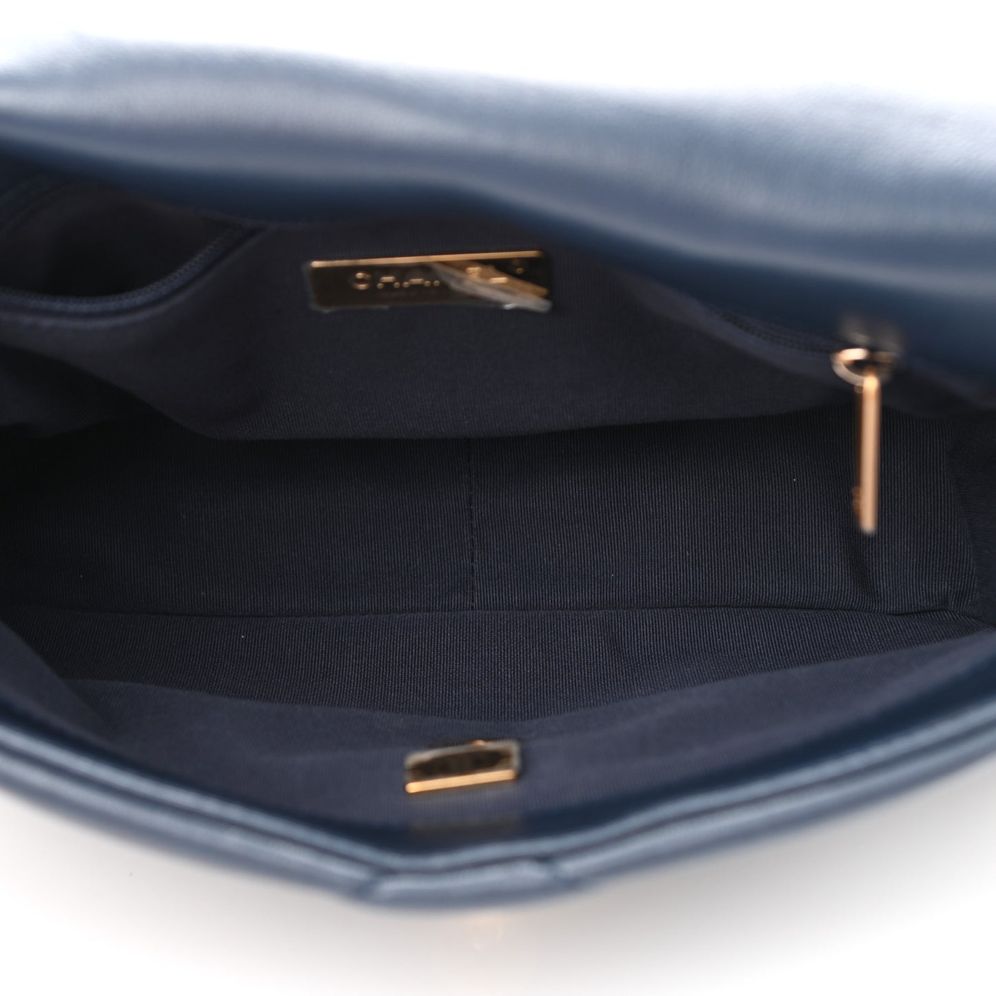 Goatskin Quilted Medium Chanel 19 Flap Navy Blue