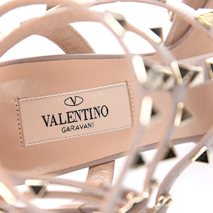 Valentino Garavani Metallic Pebbled Calfskin Rockstud Ankle Strap 65mm Pumps 35.5 Skin Poudre 7 of 9