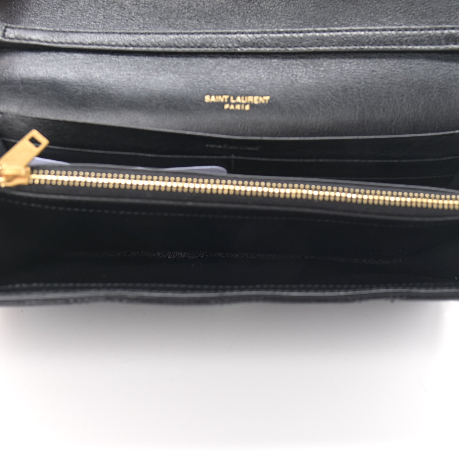 Saint Laurent Lambskin Diamond Quilted Becky Chain Wallet Black 5 of 10