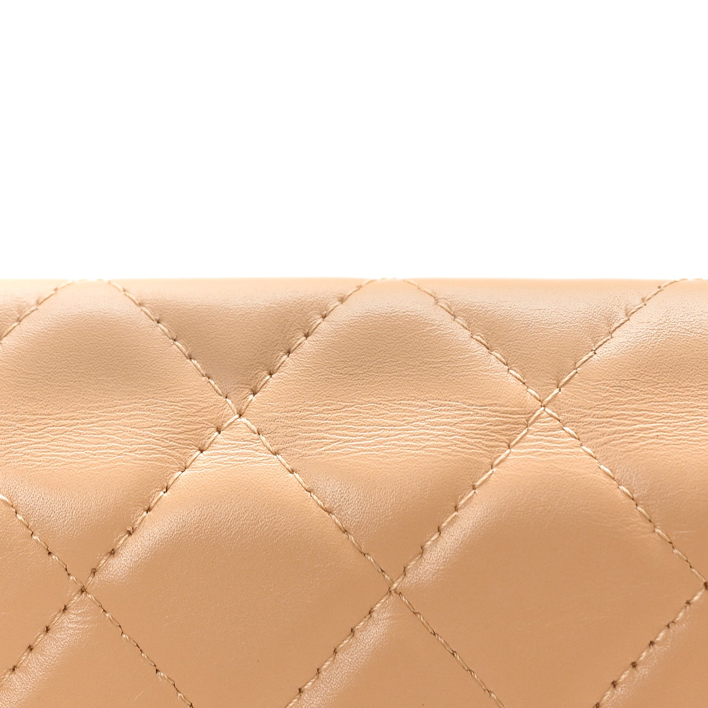 Calfskin Quilted Cambon Flap Wallet Beige Black