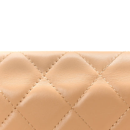 Chanel Calfskin Quilted Cambon Flap Wallet Beige Black 10 of 10