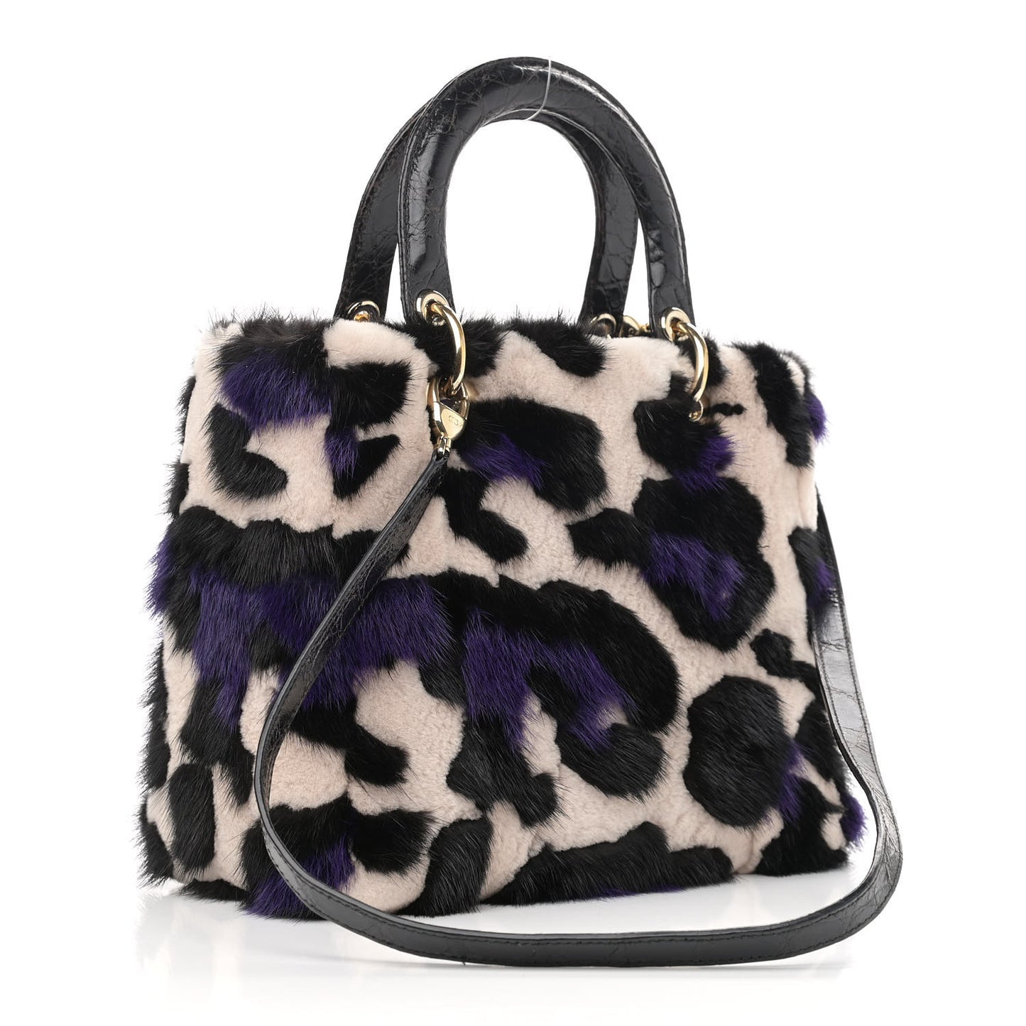 Mink Fur Crocodile Patchwork Medium Lady Dior Multicolor