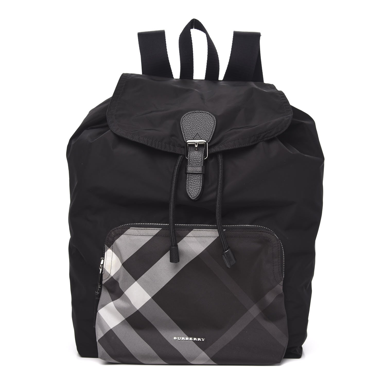 Burberry Nylon Solid to Check Backpack Black 1 of 8