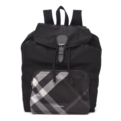 Burberry Nylon Solid to Check Backpack Black 1 of 8