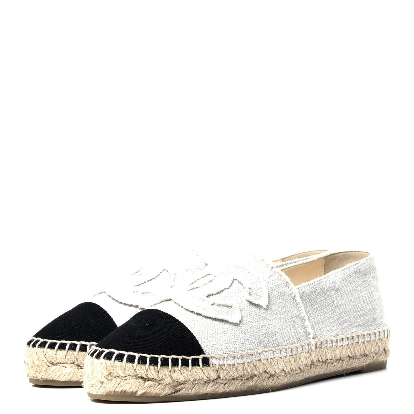 Linen CC Espadrilles 39 White Black