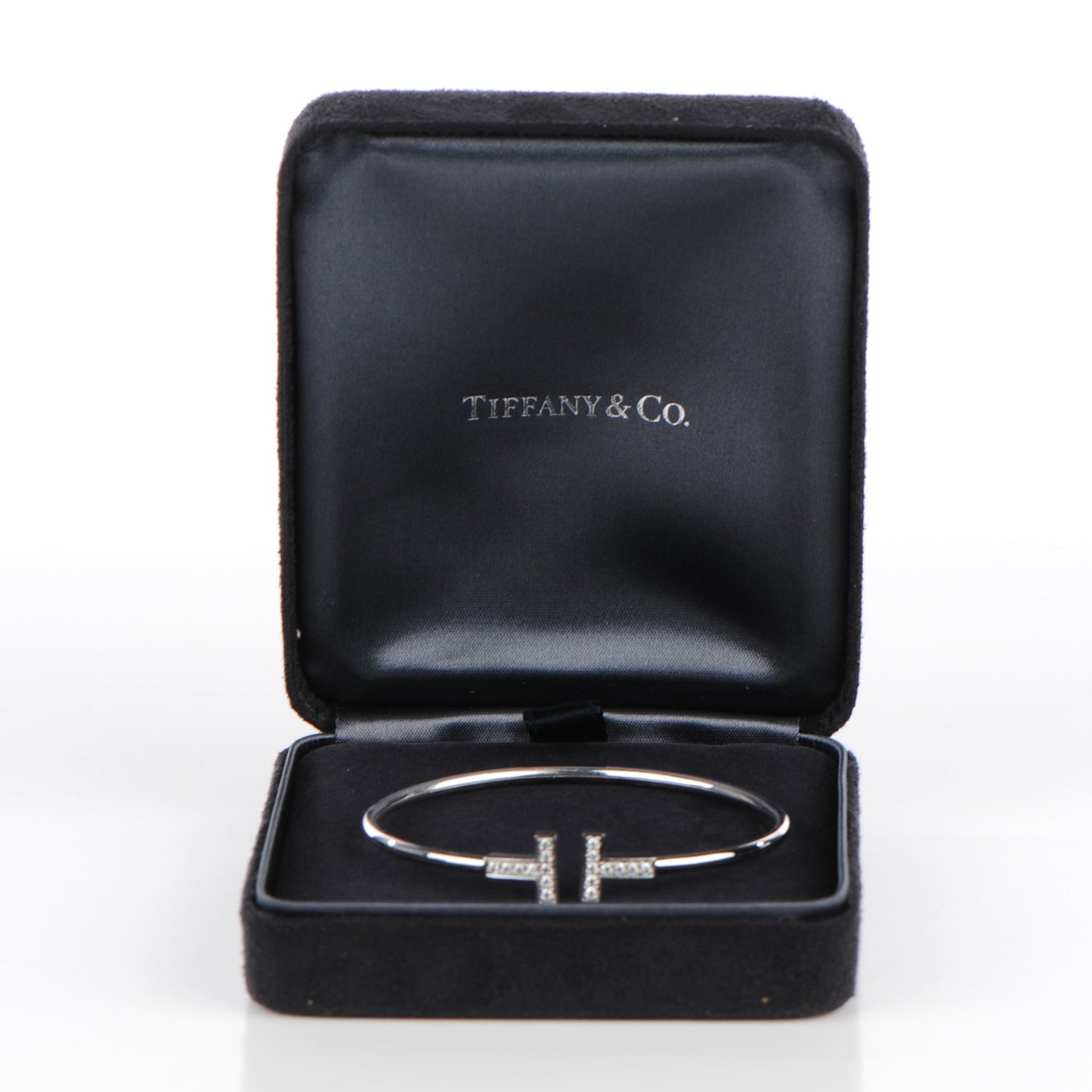 18K White Gold Diamond T Wire Bracelet