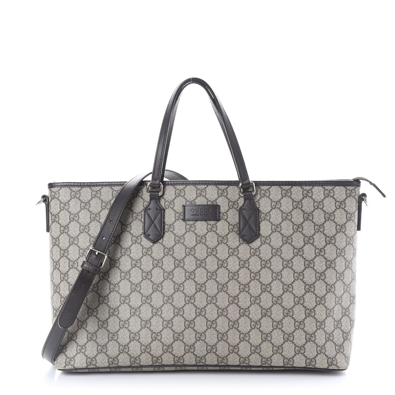 Gucci GG Supreme Monogram Medium Zippered Tote Dark Brown 1 of 11