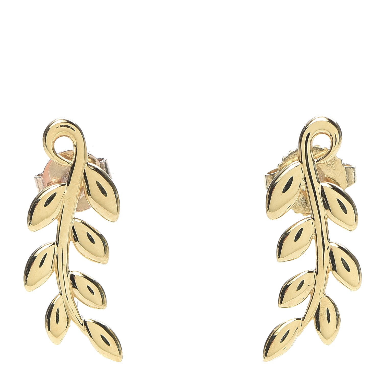 Tiffany 18K Yellow Gold Paloma Picasso Olive Leaf Climber Earrings 1 of 5