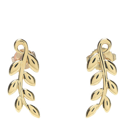 Tiffany 18K Yellow Gold Paloma Picasso Olive Leaf Climber Earrings 1 of 5