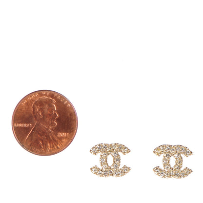 Chanel Crystal Timeless CC Earrings Gold 2 of 5
