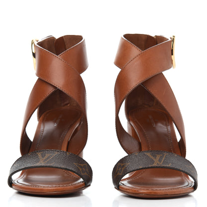 Louis Vuitton Calfskin Monogram Horizon Sandals 37 Cognac Brown 3 of 38