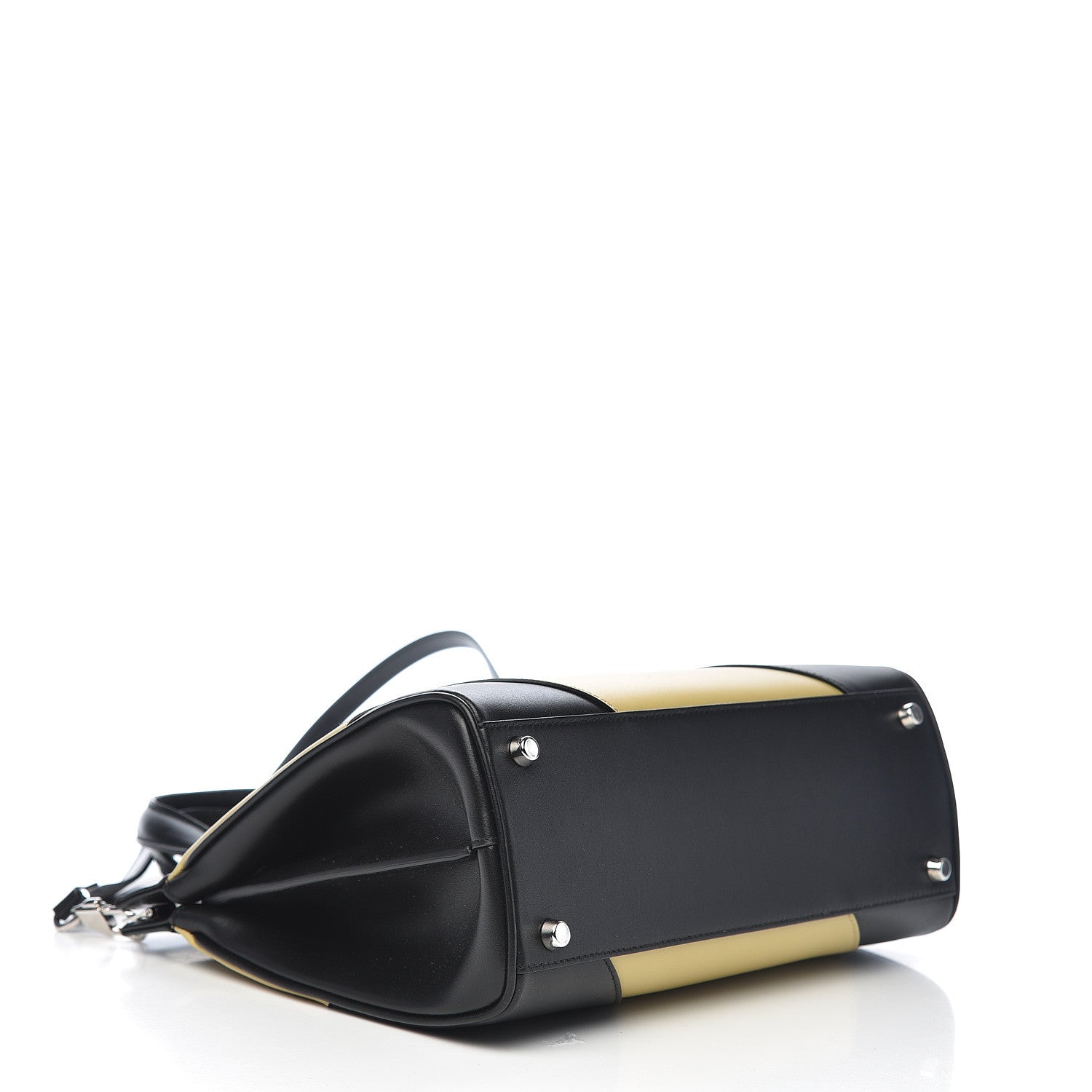 Gucci Smooth Calfskin Diagonal Striped Small Zumi Top Handle Bag Black Beige 4 of 12