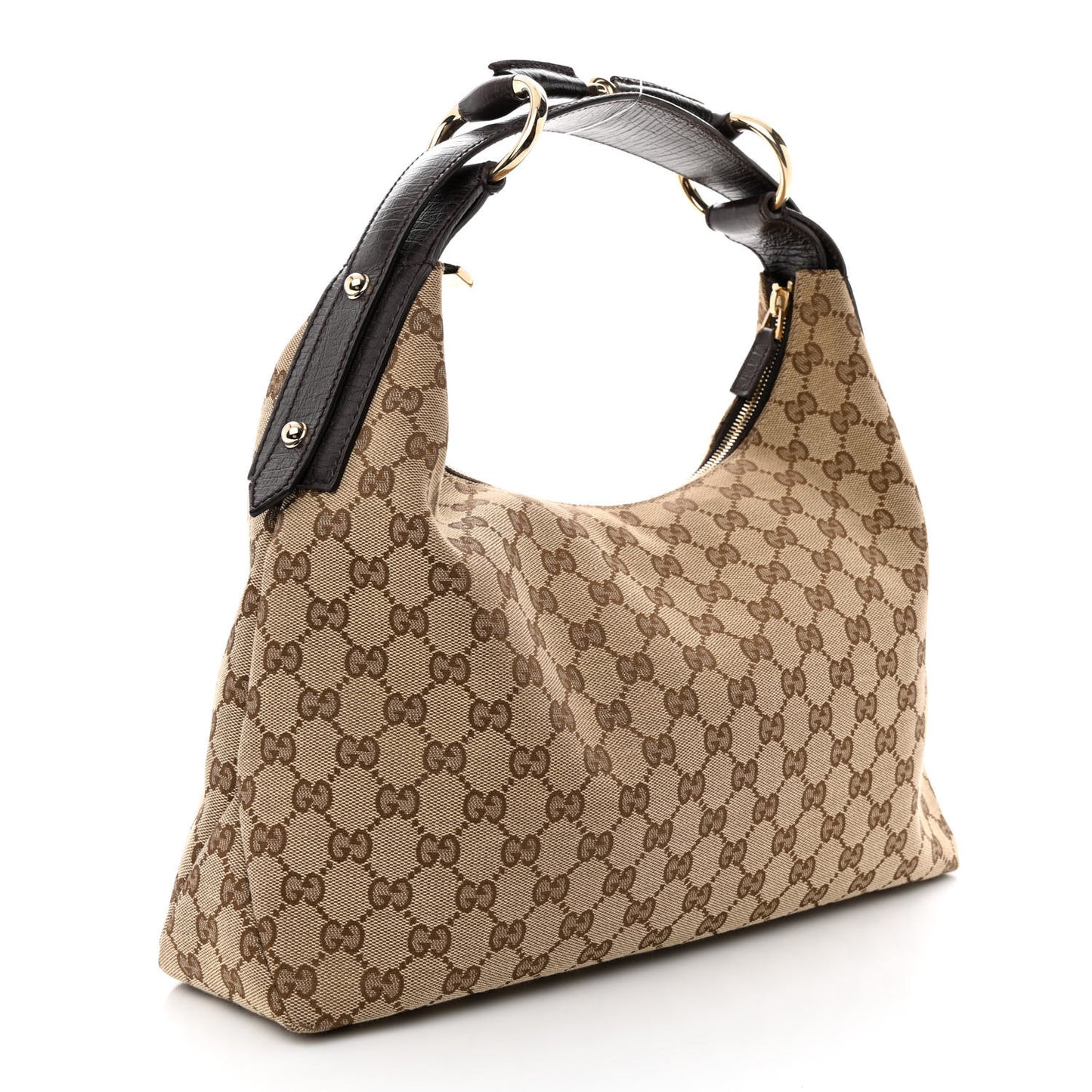 Monogram Medium Horsebit Chain Hobo Dark Brown