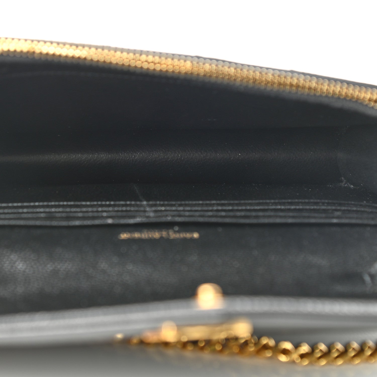 Saint Laurent Grain De Poudre Matelasse Chevron Monogram Envelope Chain Wallet Black 5 of 9