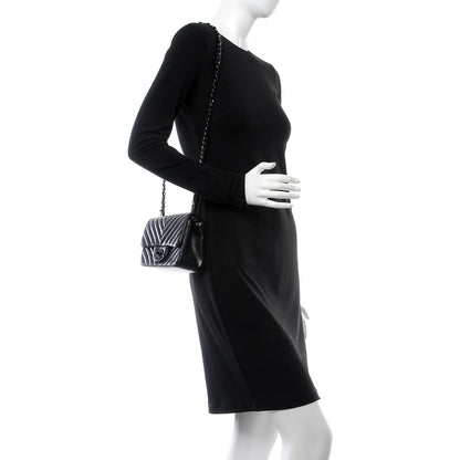 Chanel Lambskin Chevron Quilted Mini Square Flap So Black 2 of 9
