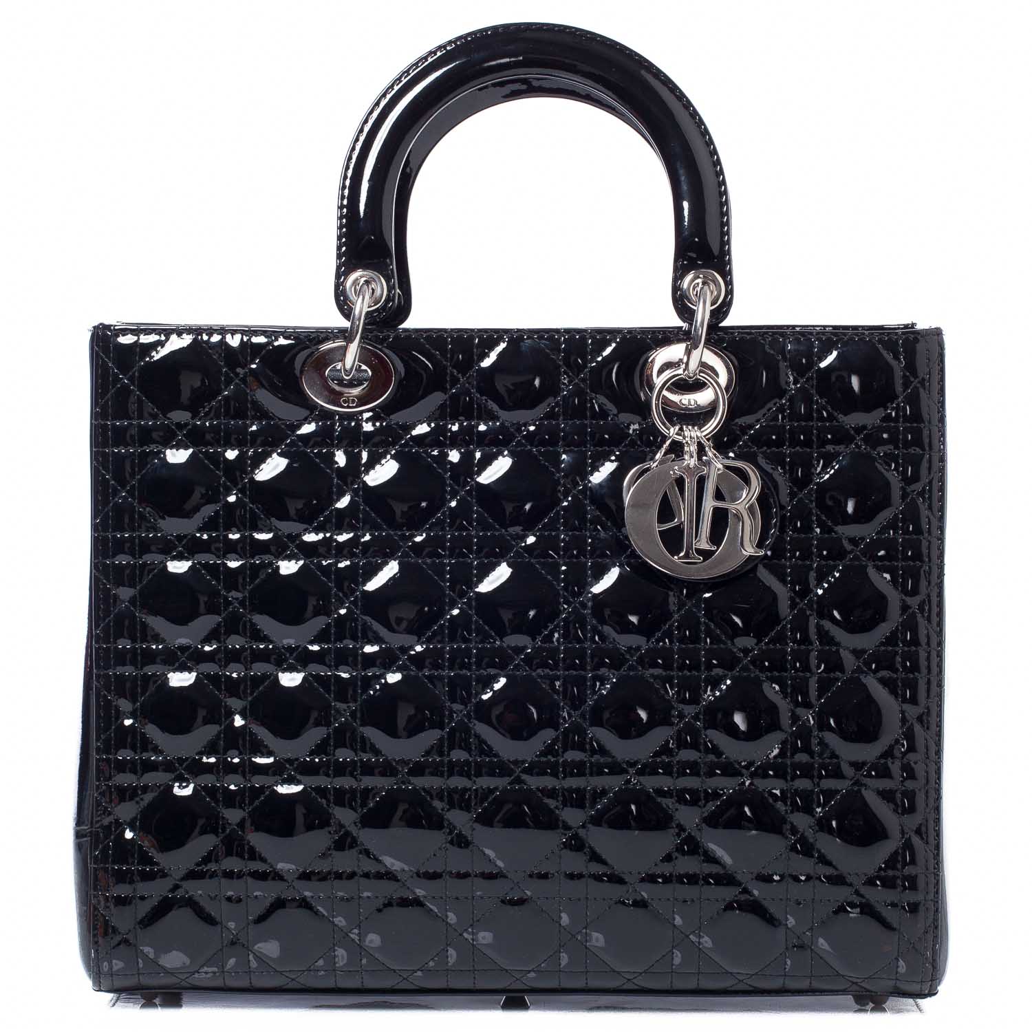 Christian Dior CHRISTIAN DIOR Patent Cannage Large Lady Dior Black 1 of 11