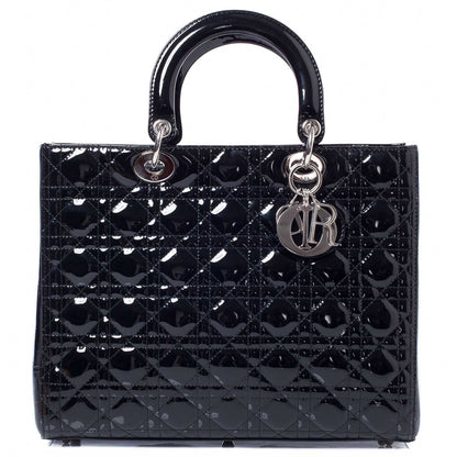 Christian Dior CHRISTIAN DIOR Patent Cannage Large Lady Dior Black 1 of 11