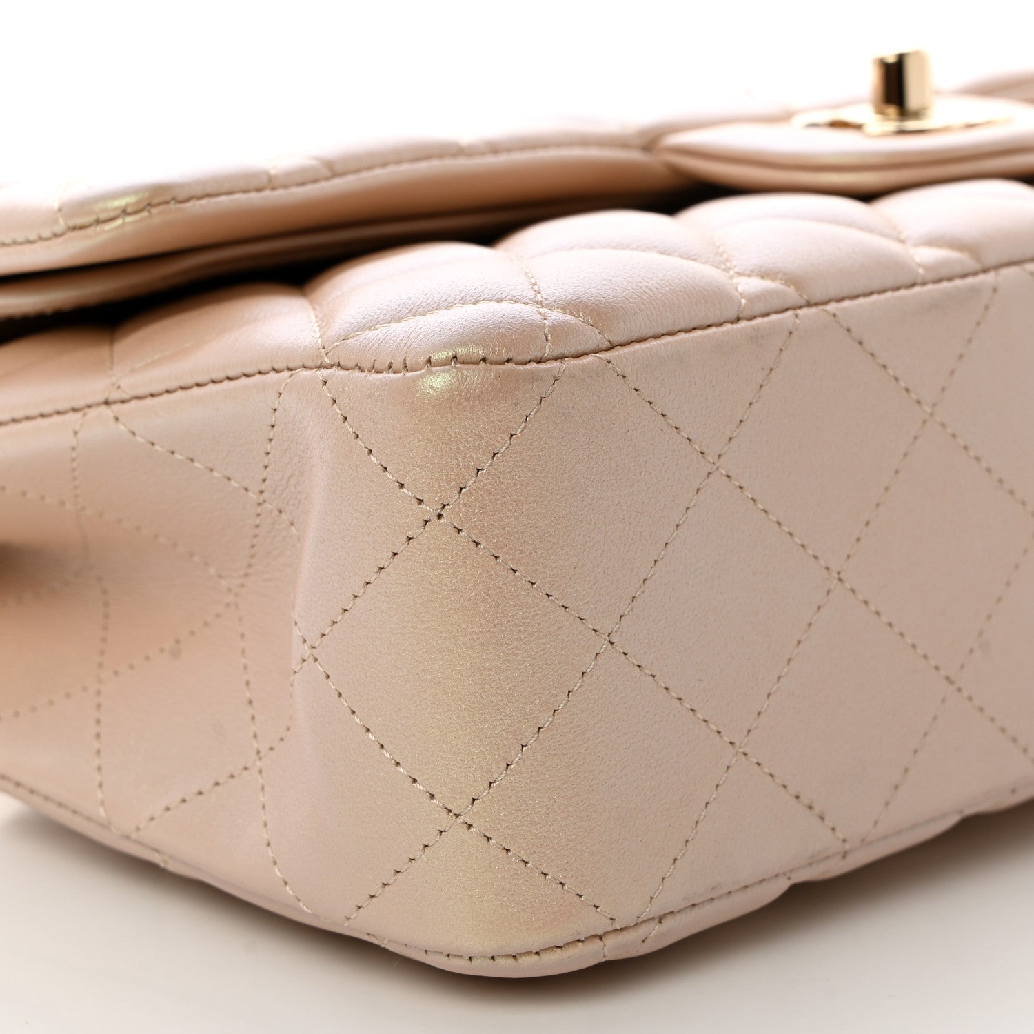 Chanel Iridescent Lambskin Quilted Medium Double Flap Beige 9 of 10