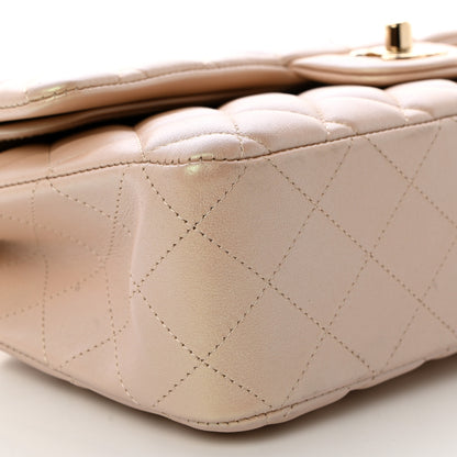 Chanel Iridescent Lambskin Quilted Medium Double Flap Beige 9 of 10