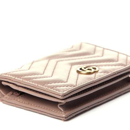 Gucci Calfskin Matelasse GG Marmont Card Case Wallet Porcelain Rose 7 of 10