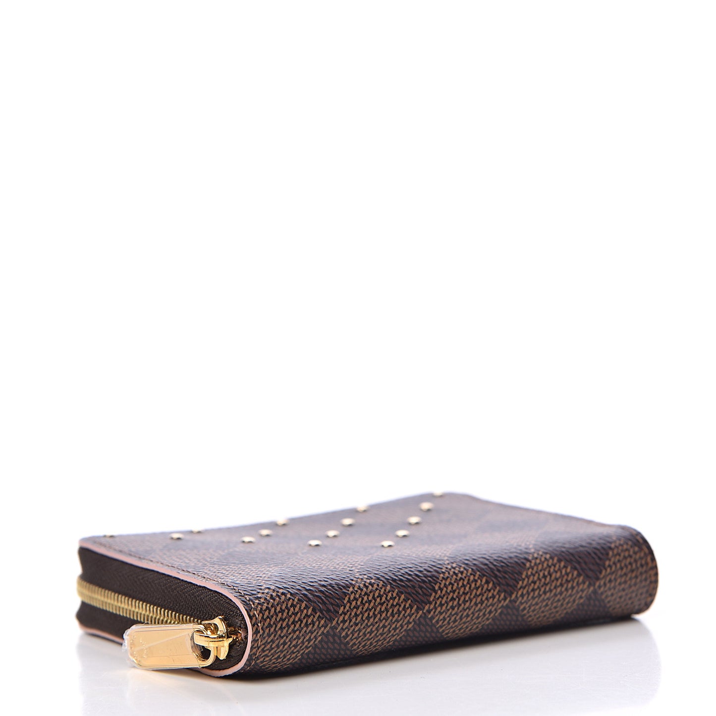 Damier Ebene Studded Zippy Coin Purse Rose Ballerine